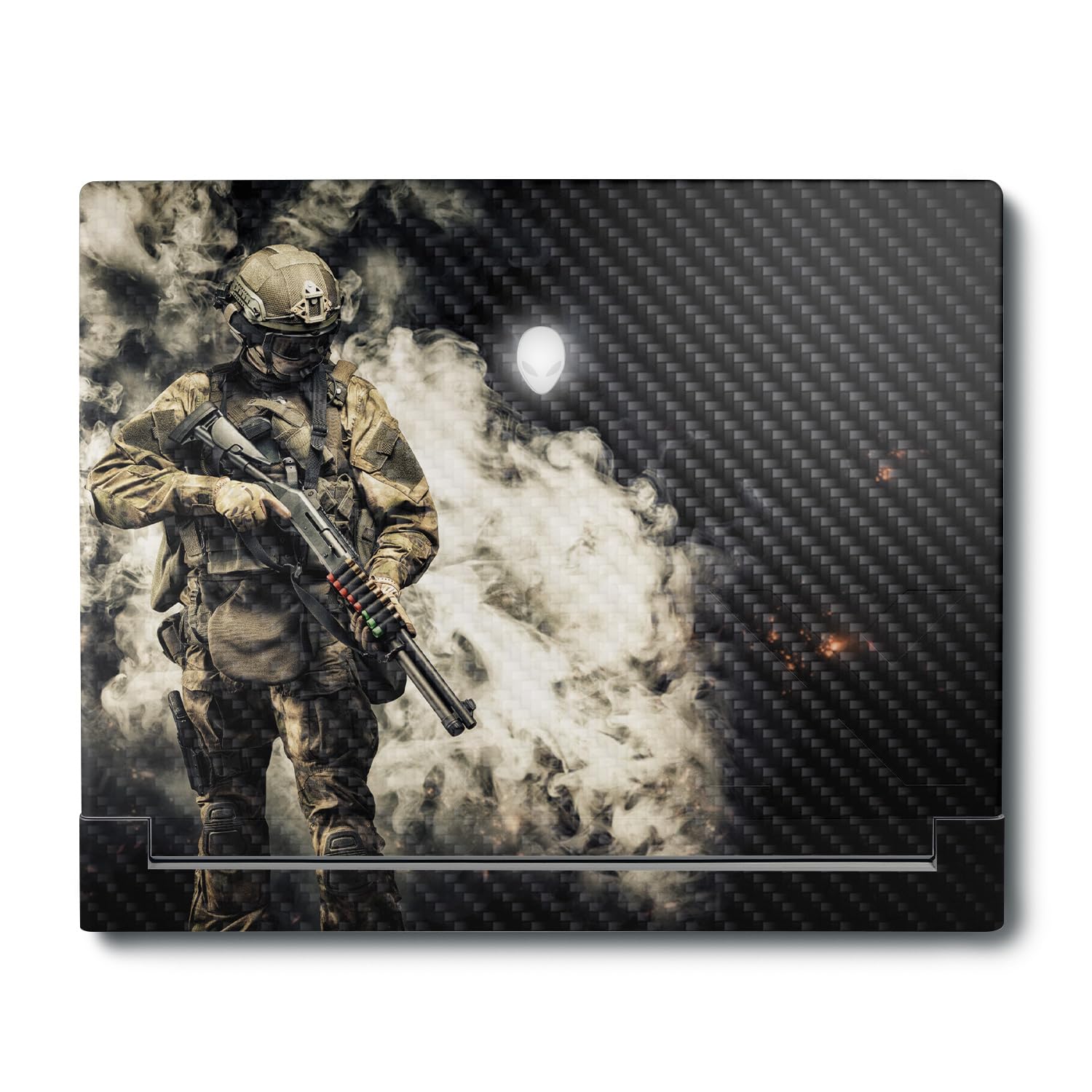 MightySkins Carbon Fiber Skin Compatible with Alienware X16 R1 (2023) Full Wrap Kit - Fighting On | Protective, Durable Textured Carbon Fiber Finish | Easy to Apply &amp; Change Styles | Made in The USA