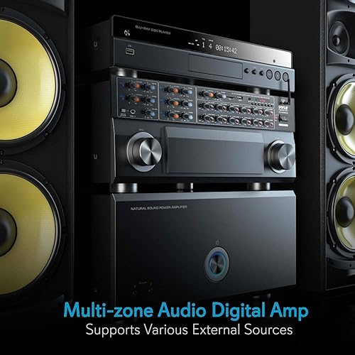 Miniatura 6 de Pyle Amplificador de potencia de 12 canales con Bluetooth inalámbrico, amplificador de montaje en rack de potencia máxima de 600 W con mezclador de