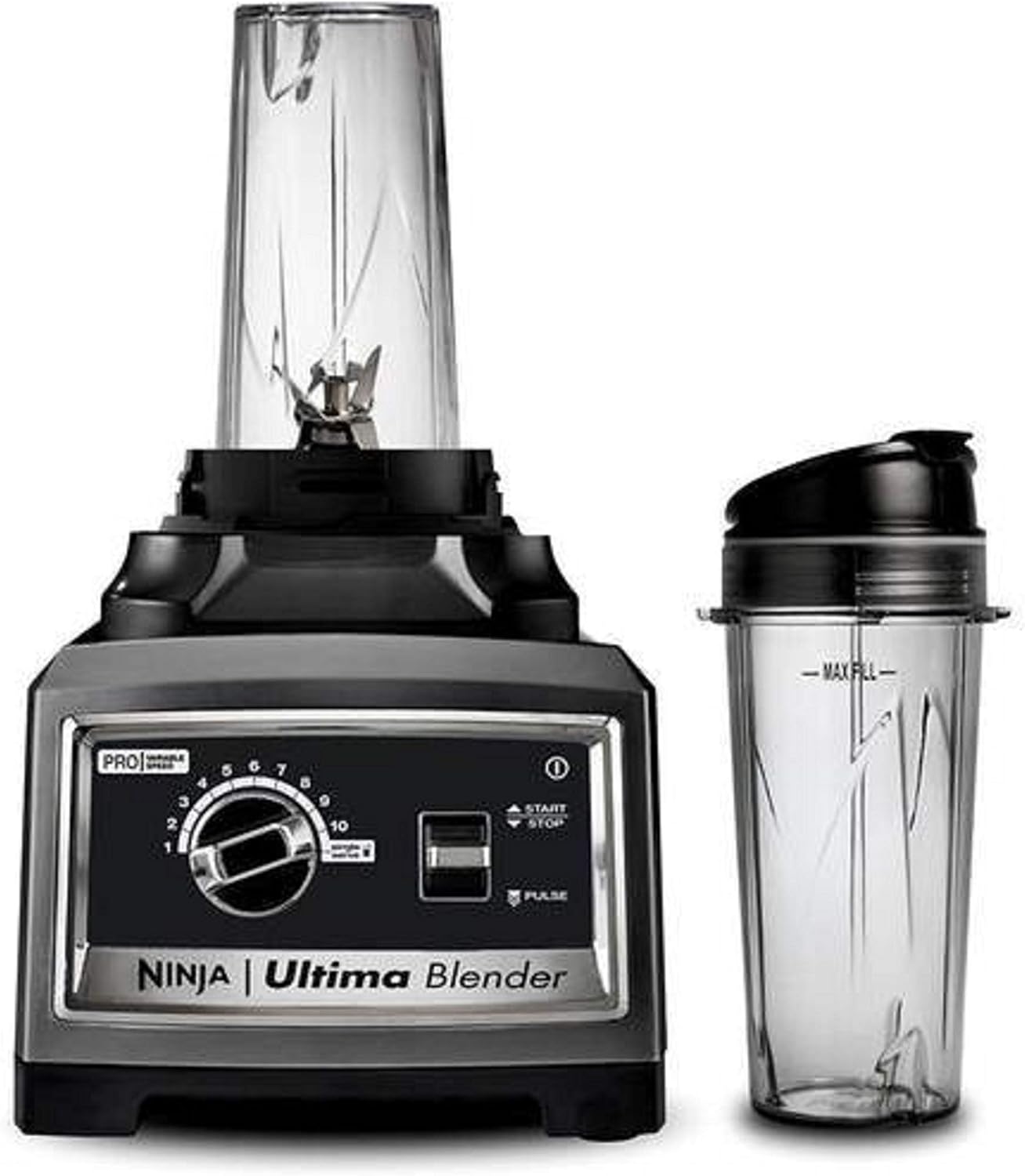 Ninja Ultima Blender Plus BL830 1500-watts Total Crushing Technology, 72 oz. BPA-free Pitcher, (3) Pro Single Serve Cups, Multiple blades, Pro 10 speed + Pulse (Renewed)