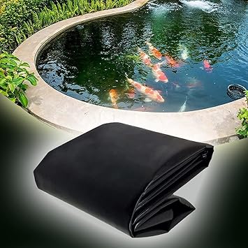 Image ZAYEN HDPE Pond Skins Liner Rubber Fish Pond Liners Easy Cutting Pond Tarp Puncture And Tear Resistant Underlayment For Waterfall Streams, Water Gardens