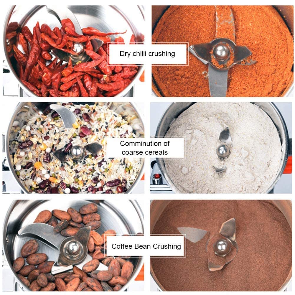 400G Famiglia Macina erbe in acciaio inox-Mulino elettrico Grano Muesli Grani Cavolo Spezie, Cucina medica Macchina per la cottura in polvere, Miscelatore per farina commerciale Pepe di carbone
