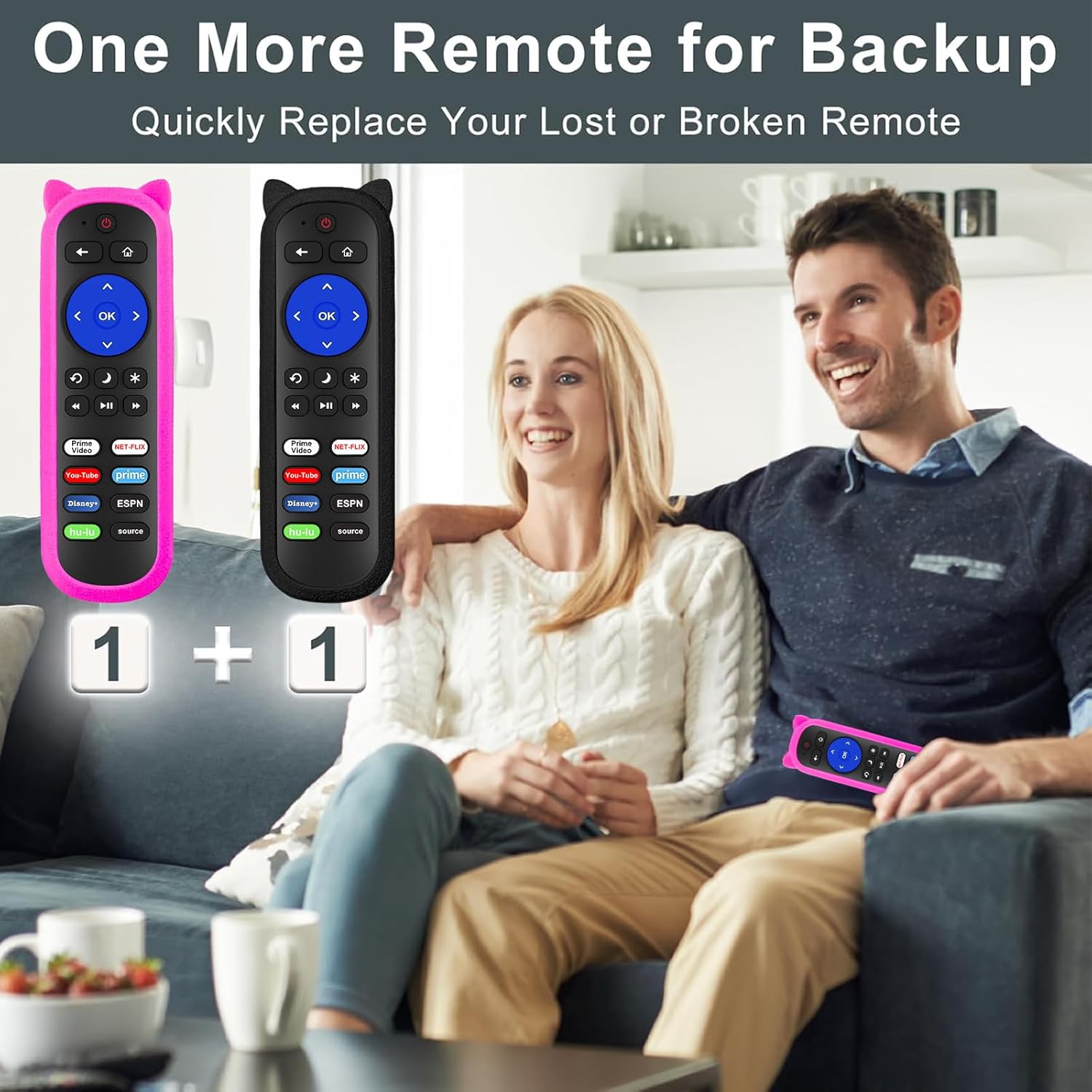 Image of the remote control highlighting the shortcut buttons for streaming services.