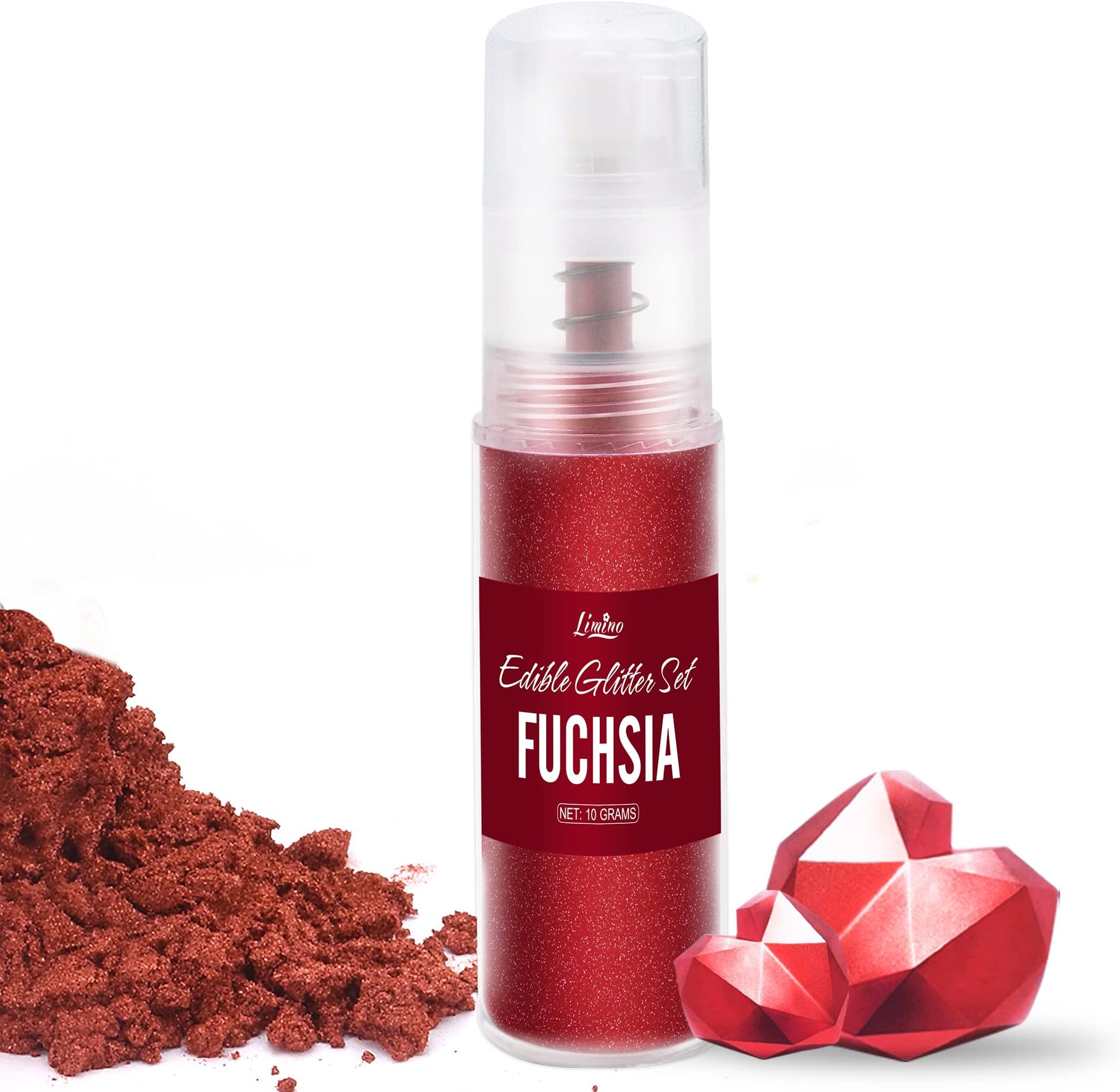 Edible Glitter Spray - 10g Edible Luster Dust Metallic Food Grade Coloring Glitter for Drinks, Cake Decorating, Baking - Edible Dust Powder Shimmer Dusting Powder for Icing, Chocolate, Candy (Fuchsia)