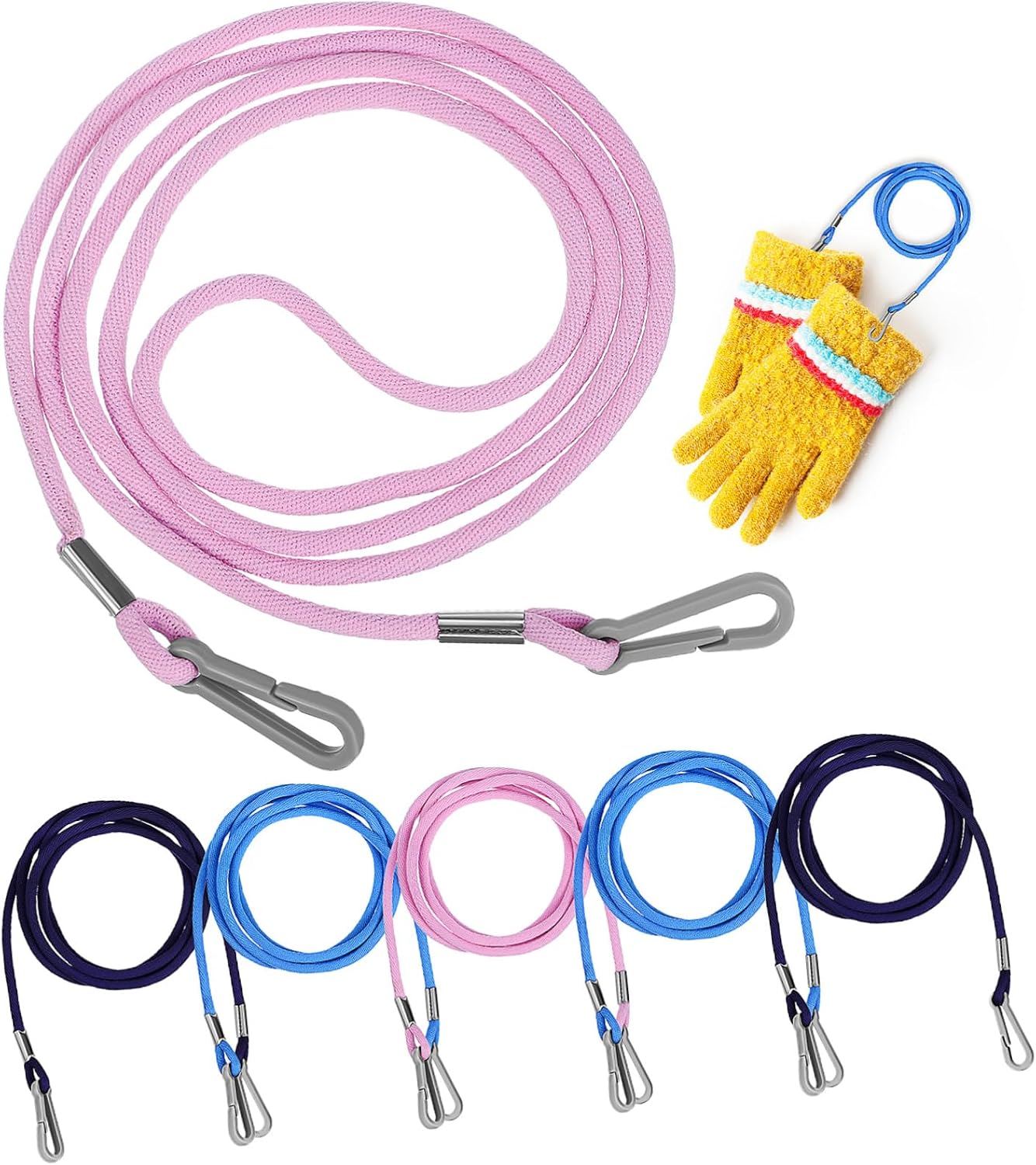 6pcs Boy Girl Lanyards for Gloves and Mittens Anti-Lost Glove Straps for Toddlers Easy to Use with Hooks for Winter Fun