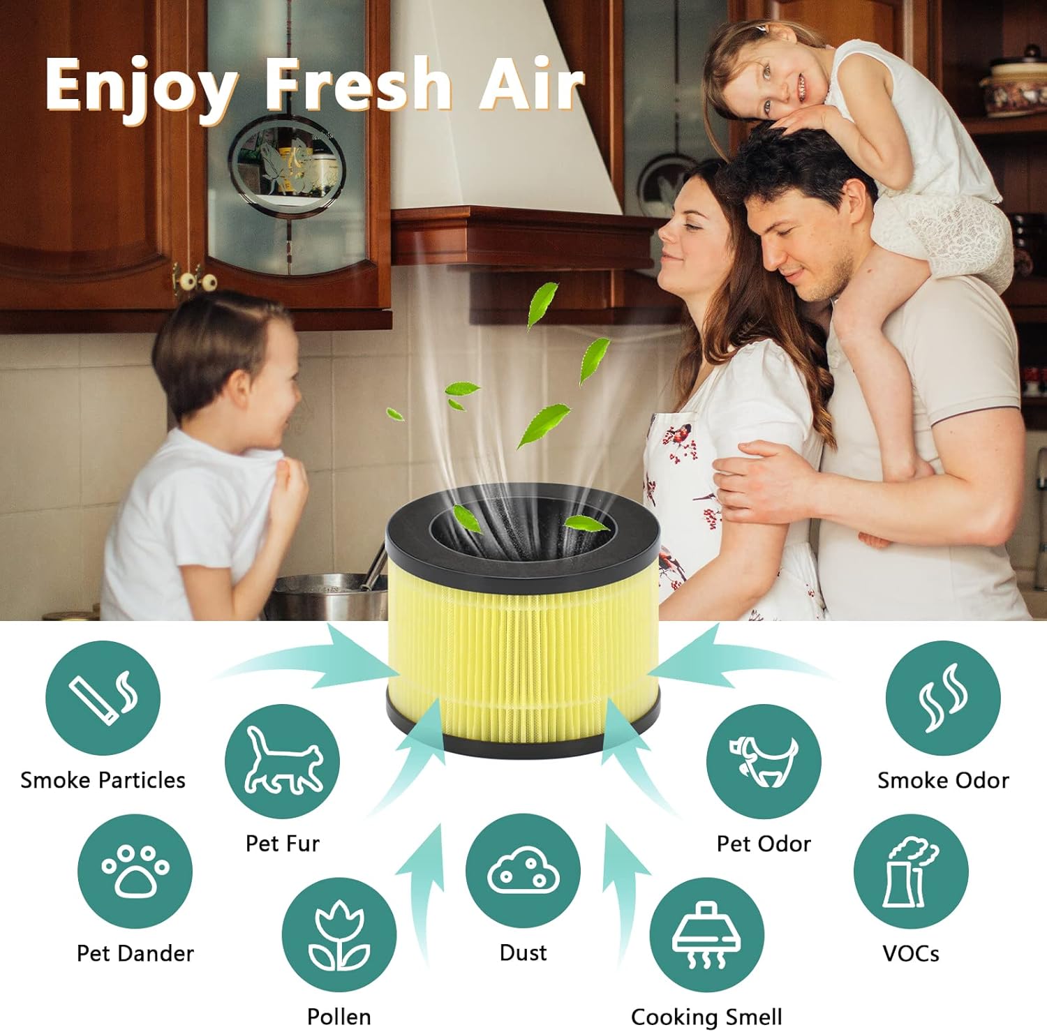 [Upgraded] DH-JH01 Pet Allergy Filter Compatible with AROEVE Air Purifiers MK01 & MK06, Kloudi DH-JH01, Intelabe EPI080, Elechomes EPI081, POMORON MJ001H, H13 True HEPA Replacement Filter, 4-Pack - Image 7