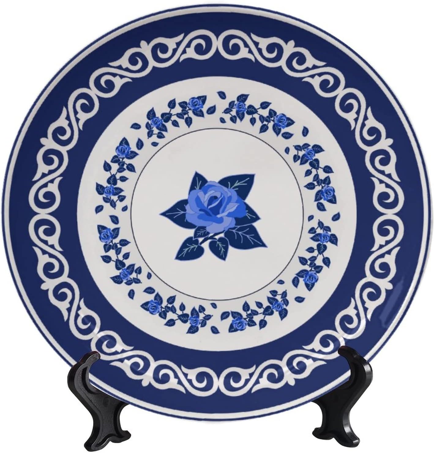 Blue & White Porcelain Ceramic Decorative Plate, Bone China