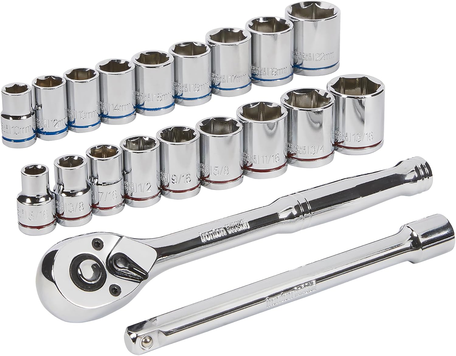 Ironton 3/8in.-Drive Socket Set, SAE, Metric, 20-Pc.