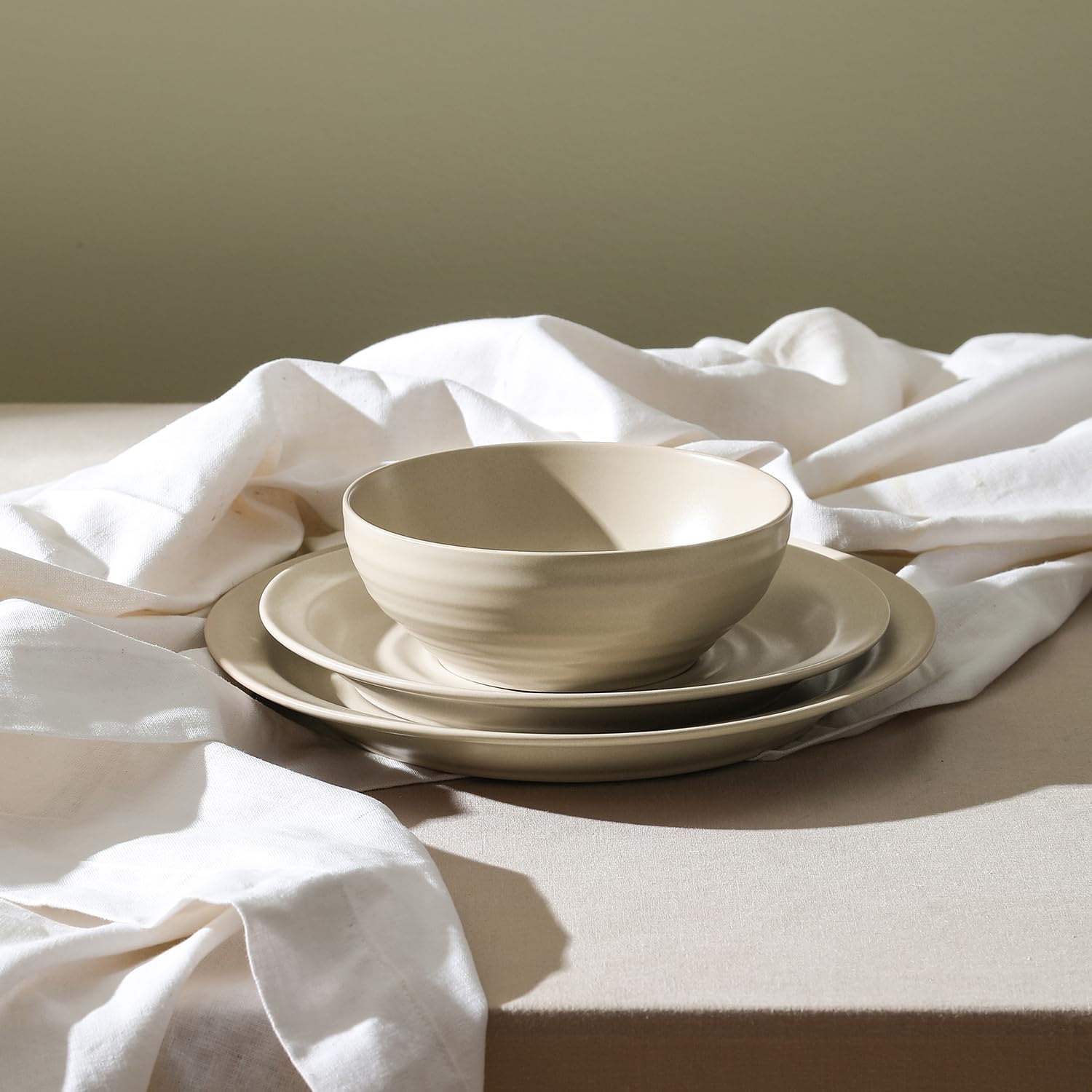 Stone Lain Orbit 12-Piece Dinnerware Set Stoneware, Beige