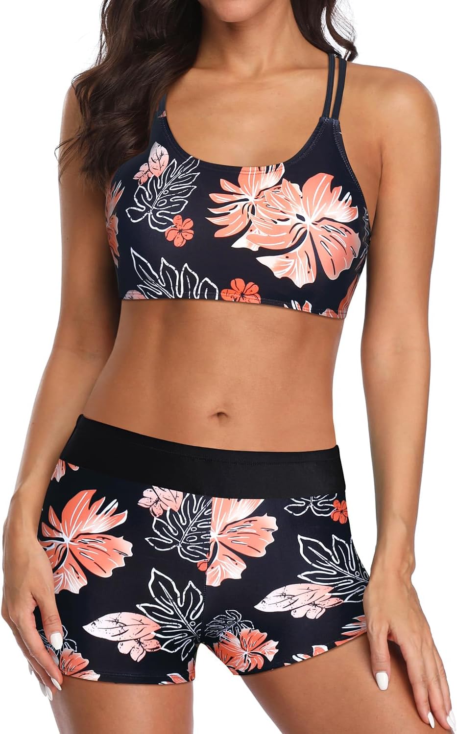 Holipick 3 Piece Tankini Swimsuits for Women Tummy Control Bathing Suits Swim Tank Top with Bra Boy Shorts Teen Swimwear - Image 4