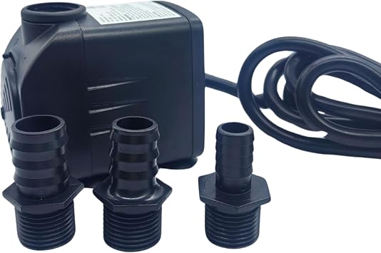 Teamson Home 424 GPH 35W Adjustable Submersible Water Pump with a 6 ft. Power Cord and 3 Different Nozzles for Fish Tank, Pond, Aquarium, Fountains, and Hydroponic Systems, Black
