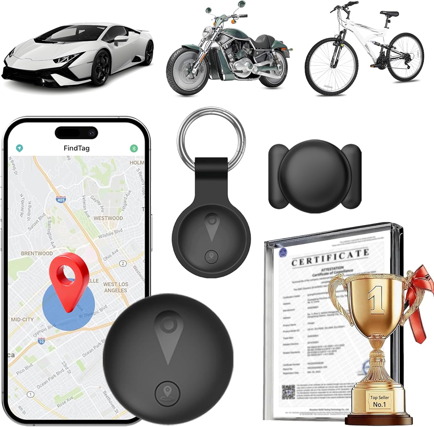 GPS Tracker Auto, Auto GPS Tracker Ohne ABO, Magnetischer Car Tracker, Unterstützt iOS/Android Systeme, Verfolgen Sie Autos, Schlüssel, Gepäck und Haustiere in Echtzeit über die App (Schwarz)