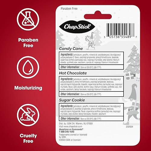 Miniatura 7 de ChapStick Bálsamo labial de chocolate caliente, bastón de caramelo y galletas de azúcar, 0.15 onzas, paquete de 3