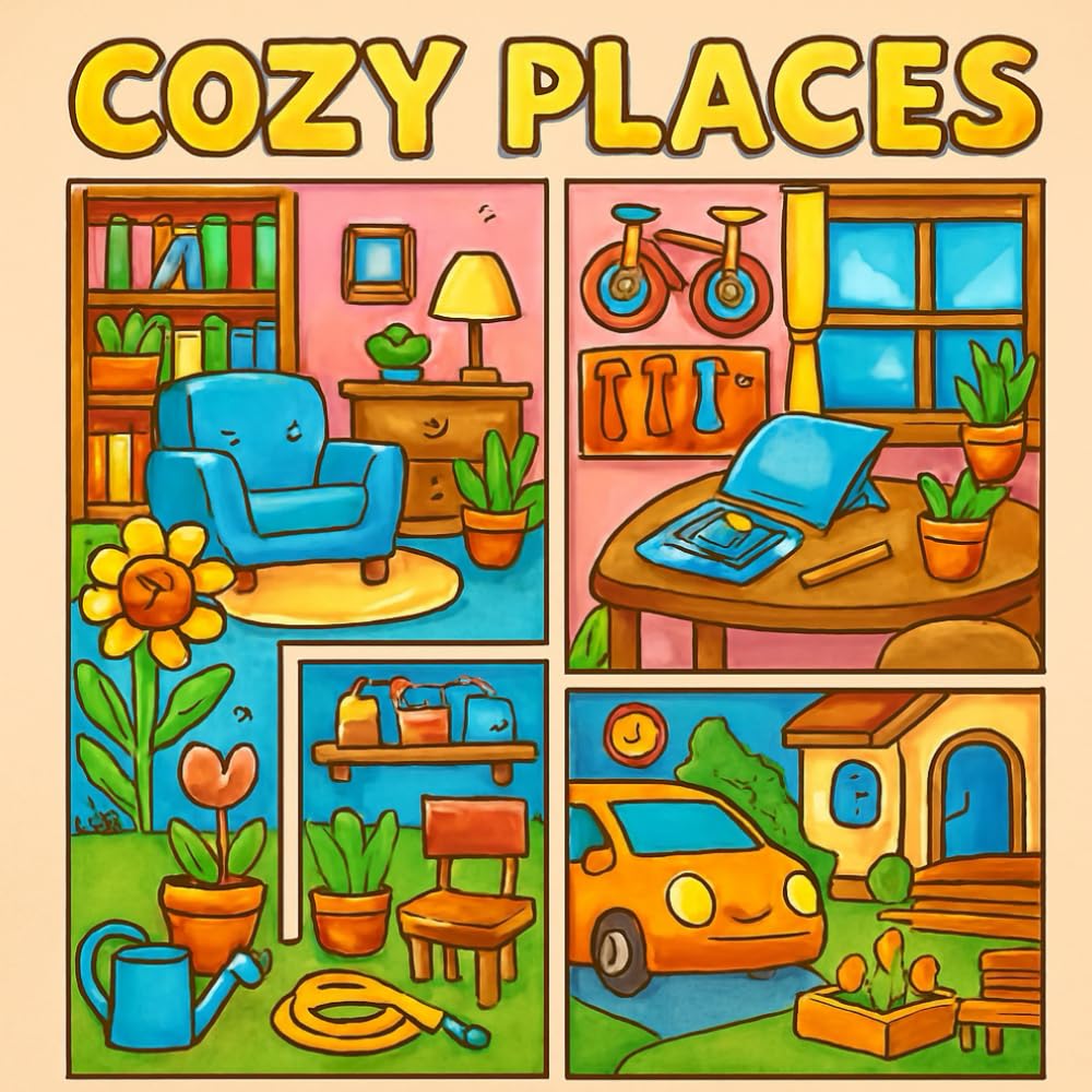 Cozy Places: An Adult Coloring Book Featuring Hygge Interiors, Comfy Cabins, and Relaxing Home Decor for Stress Relief and Mindfulness