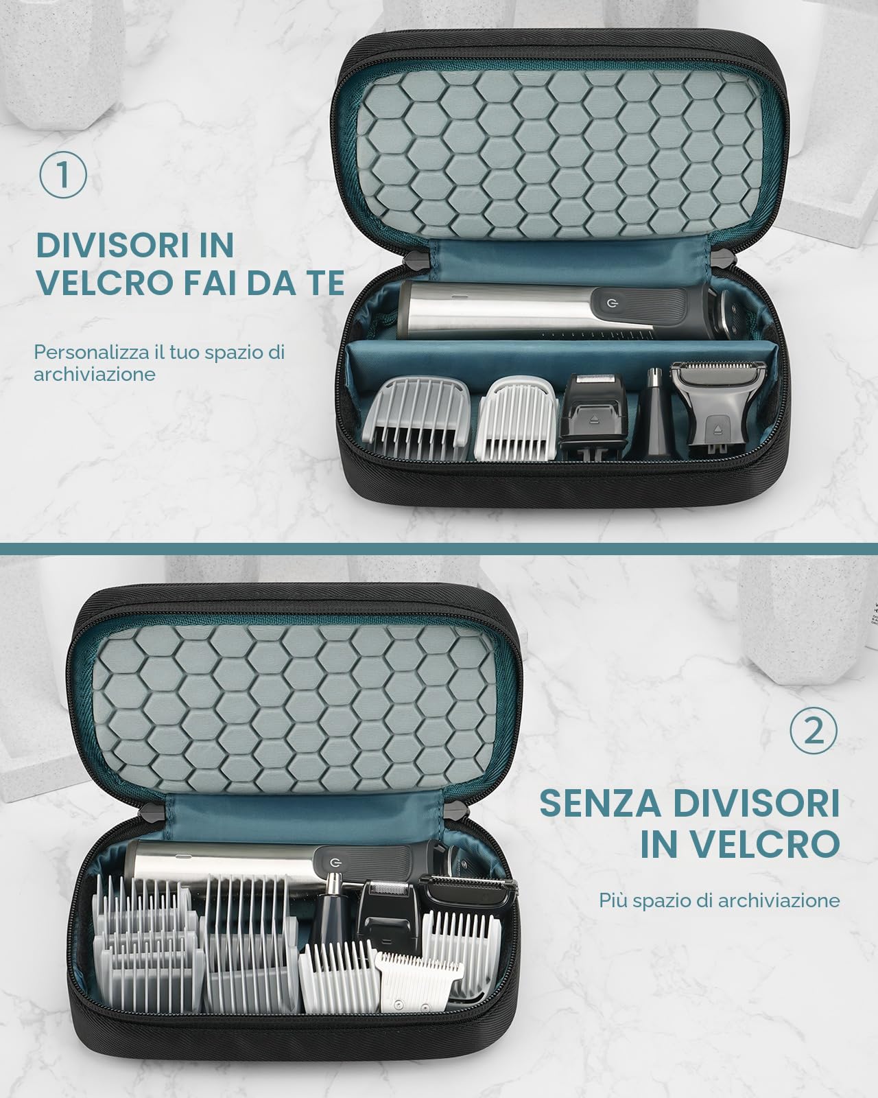 Yinke Custodia da viaggio per rasoio Multigroom serie 3000/5000/7000/9000, rasoio elettrico da uomo con regolabarba e accessori, borsa organizer da viaggio (nero)