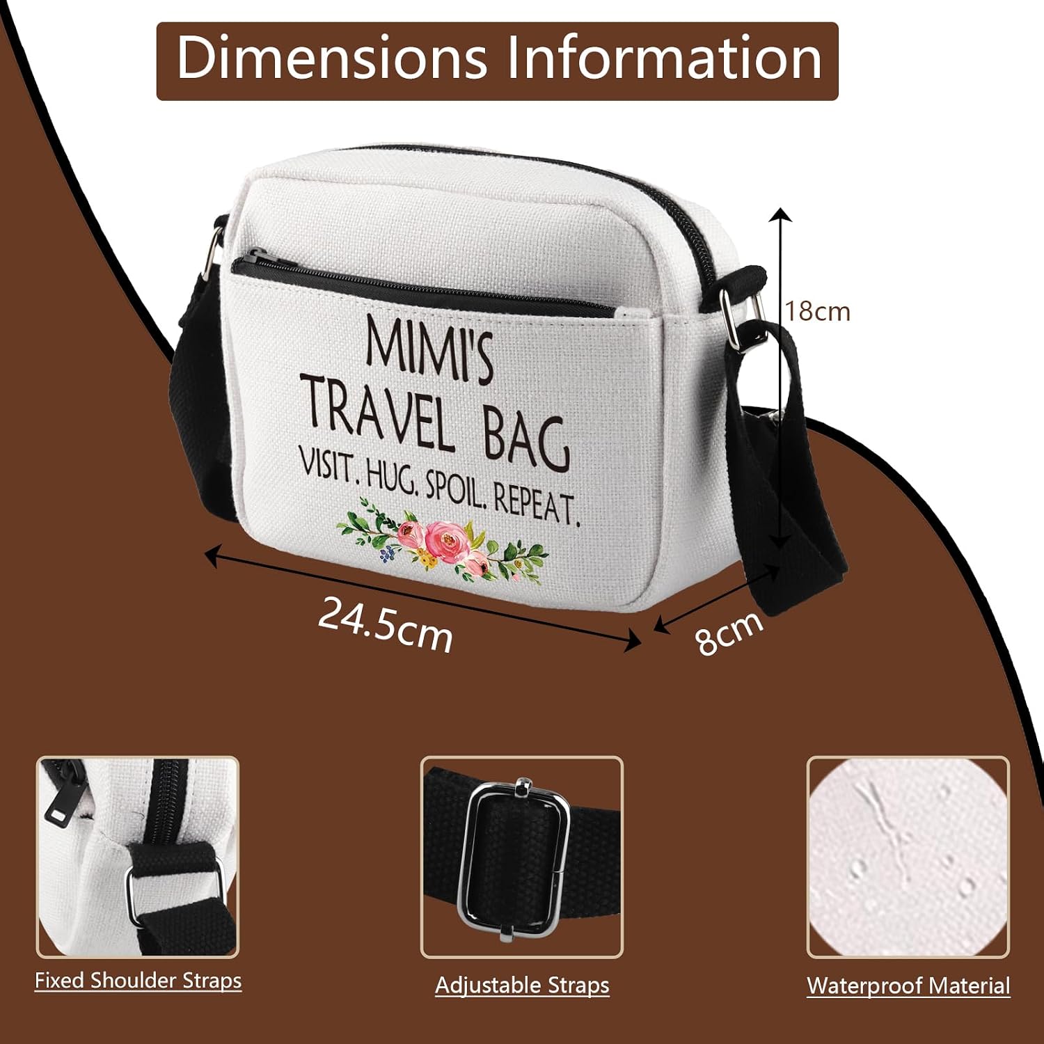 WCGXKO Mother’s Day Gift Grandma Birthday Gift Mother’s Day MerchandiseZipper Canvas Crossbody Bag For Grandma image 2