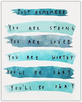 AMERICAN LUXURY GIFTS Strong, Loved, Worthy Inspirational Wall Art, Ideal Motivational Wall Art Print is perfect for Home Wall Decoration & Office Decor, Gift to Build Confidence Unframed, 8 x 10