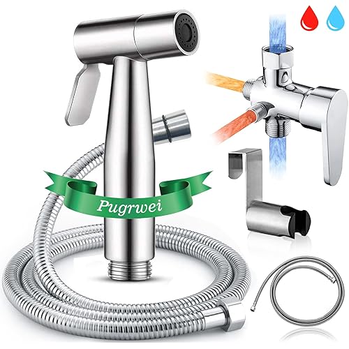 Handheld Bidet Sprayer for Toilet-Bidet Attachment for Toilet Hot, Warm, and Cold Water with Leak Free Brass T-Valve &Hose, Perfect Toilet Paper Substitute, Ideal for Feminine Wash, Pet, Cloth,Diaper