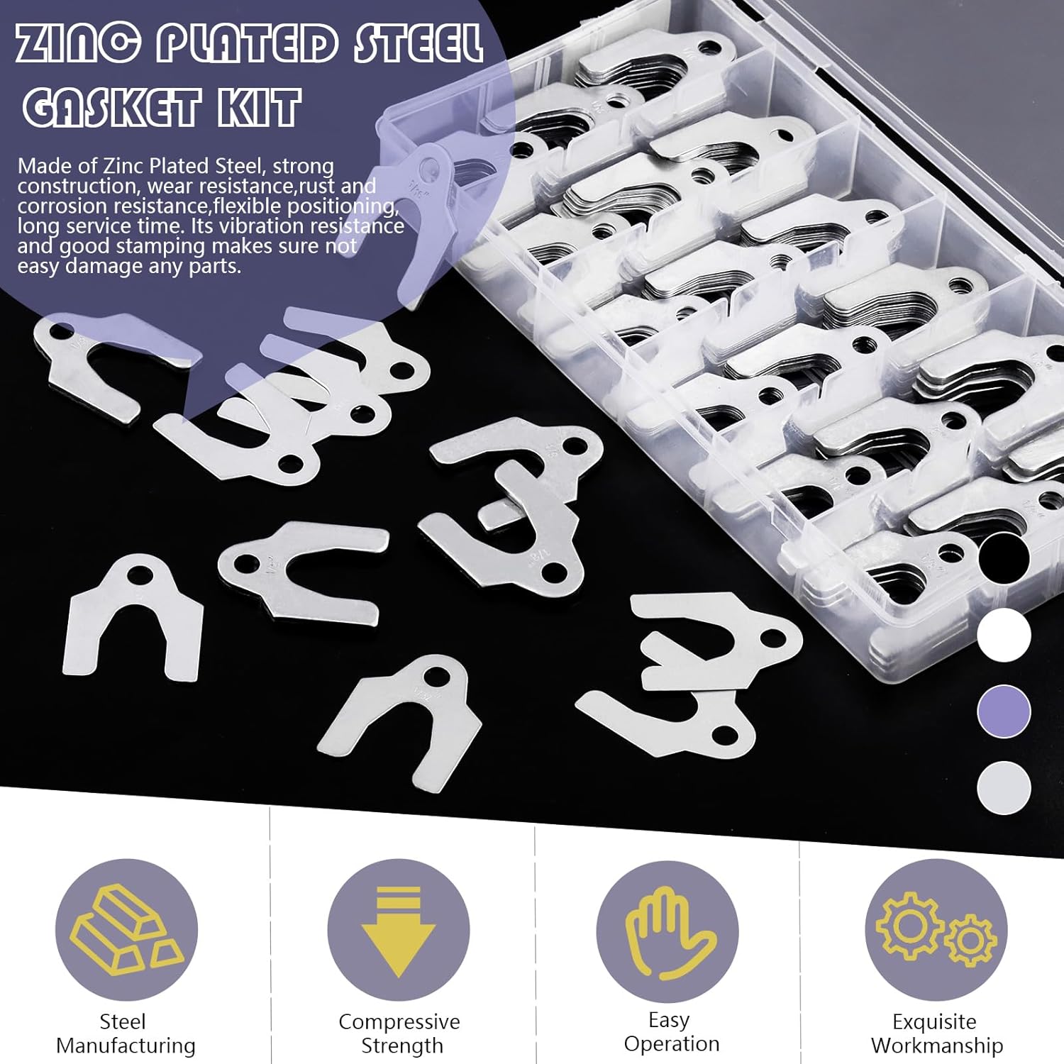 Swpeet 144Pcs 4 Sizes 1/64" 1/32" 1/16" 1/8" Auto Alignment Body Shim Assortment Kit With a Storage Box, Perfect for adjusting Body Parts or Camber