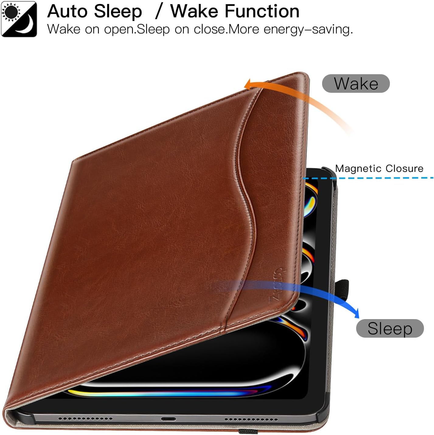 ZtotopCases for iPad Pro 12.9 6th/5th/4th/3rd Generation Case 2022/2021/2020/2018, Premium PU Leather Folio Cover, Auto Wake/Sleep, Multi Viewing Angles, Supports Pencil Pro and Touch ID, Brown - Image 4