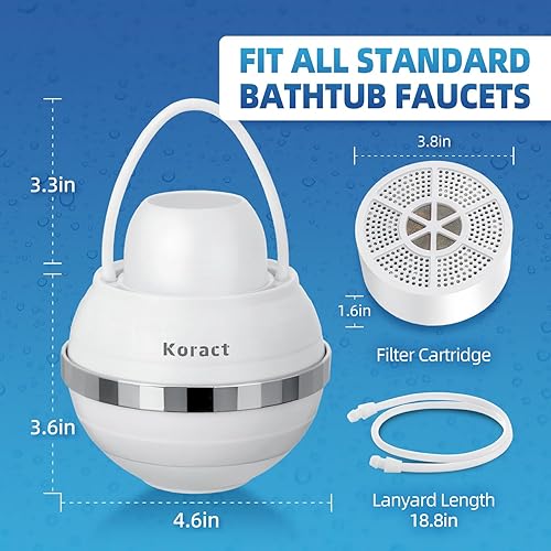 Miniatura 3 de Filtro de baño para grifo de bañera con desbordamiento, filtro de agua de bañera de 8 etapas para eliminar contaminantes, cloro y fluoruro,