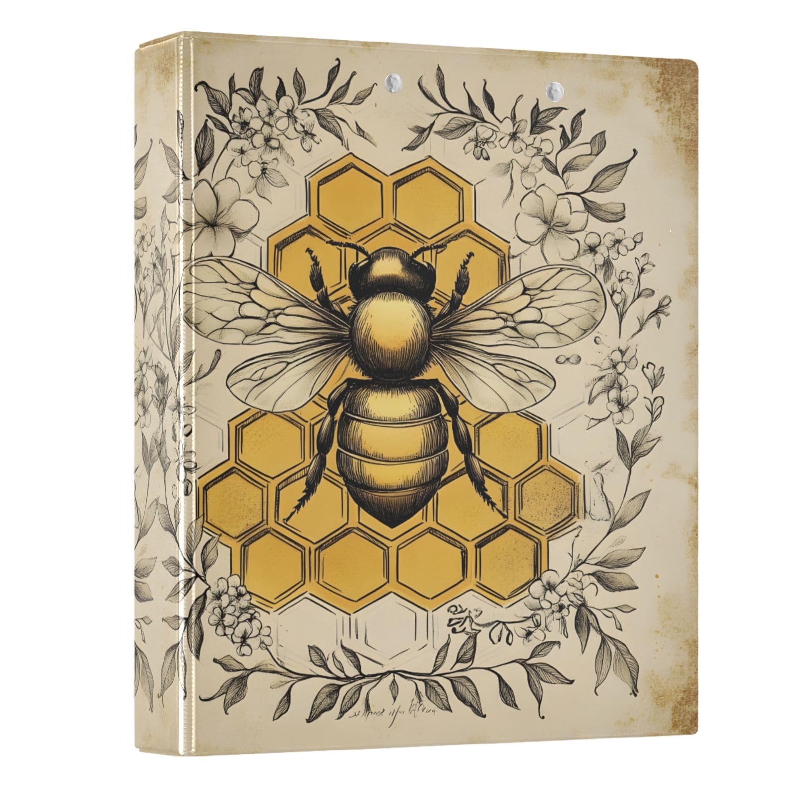 3 Ring Binder Vintage Bee Honeycomb Hive 1.5 inch Binders