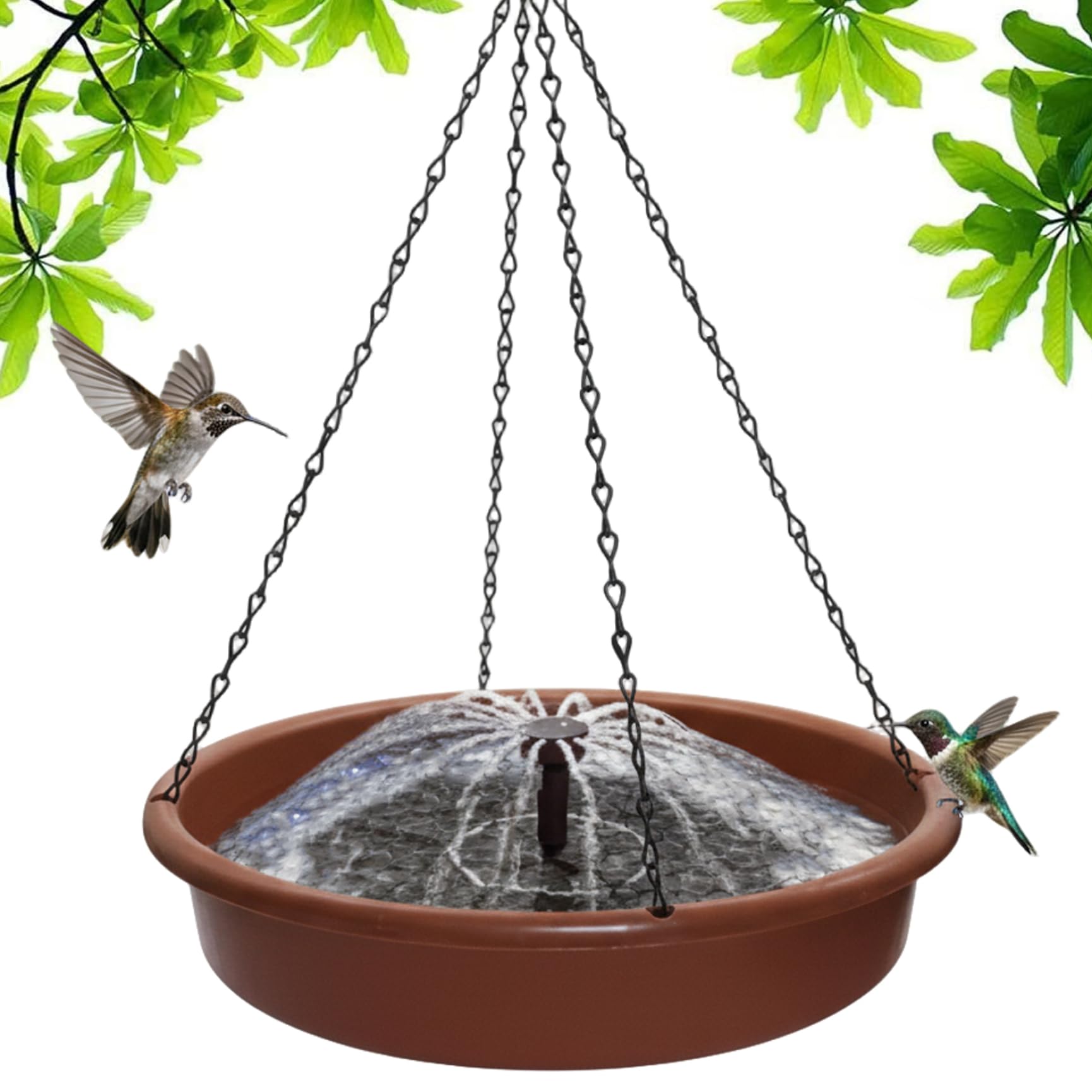Fontaine de bain d'oiseaux suspendue solaire pour jardin et extérieur