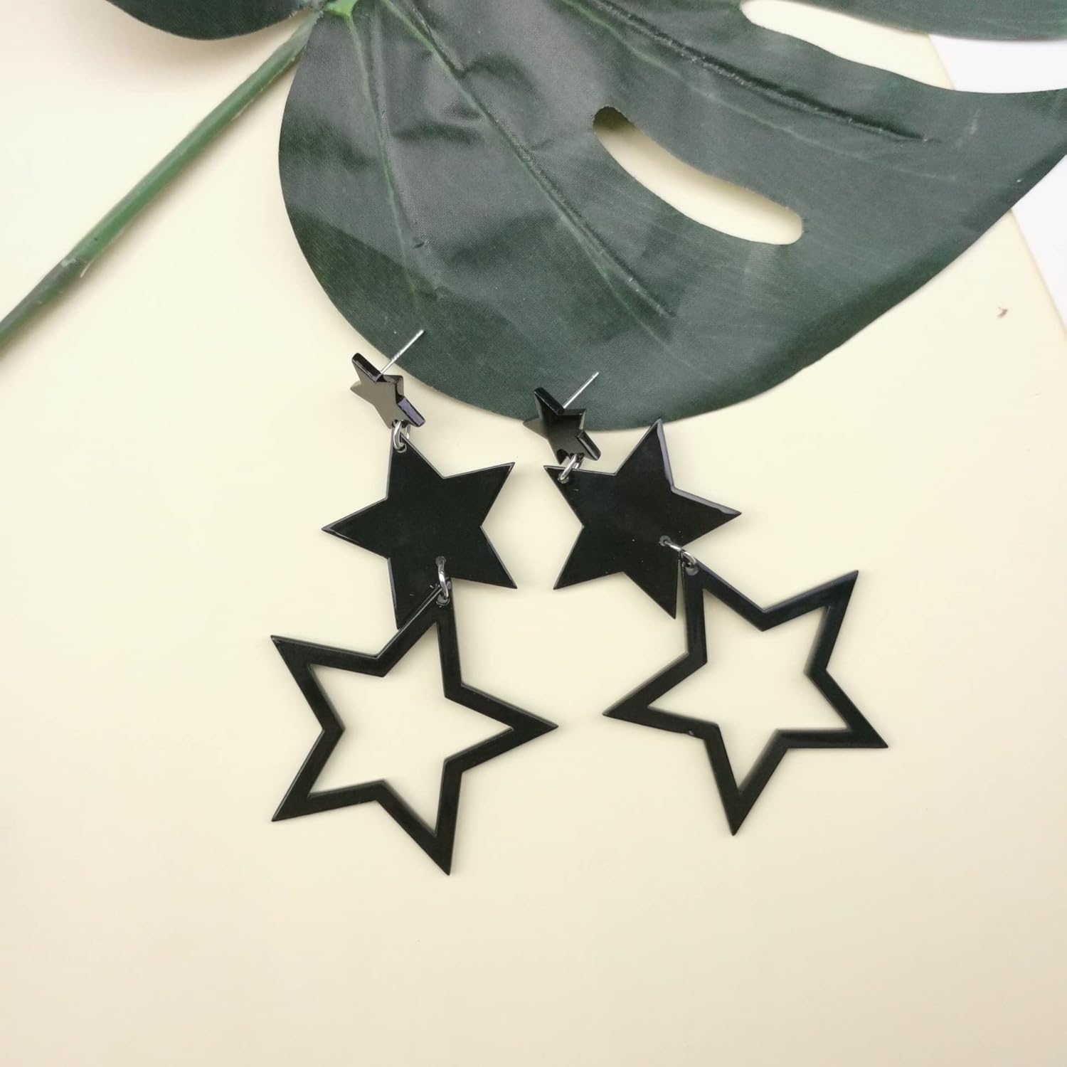 70s 80s Long Layers Stars Drop Earrings Multicolor Acrylic Big Star Pentagram Dangle Earrings Y2k Party Fashion Jewelry for Women - Image 2