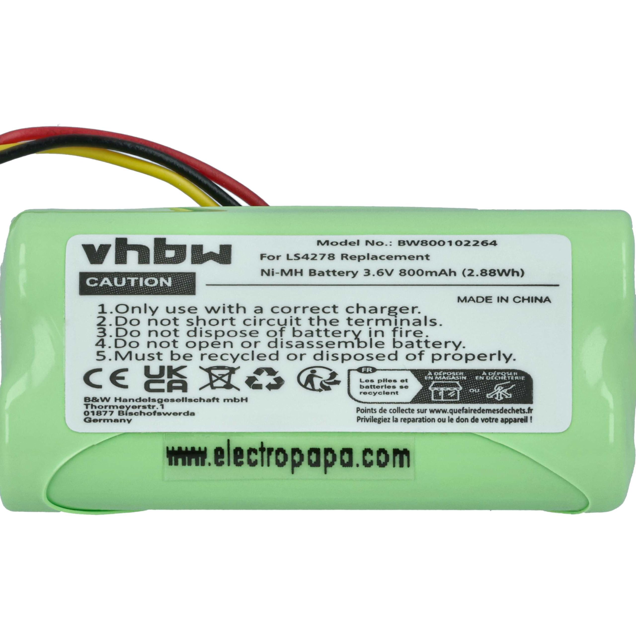 vhbw 10x Batterie Compatible avec Zebra DS6878, LI4278, LS4278 Scanner de Code-Barre POS (800mAh, 3,6V, NiMH)