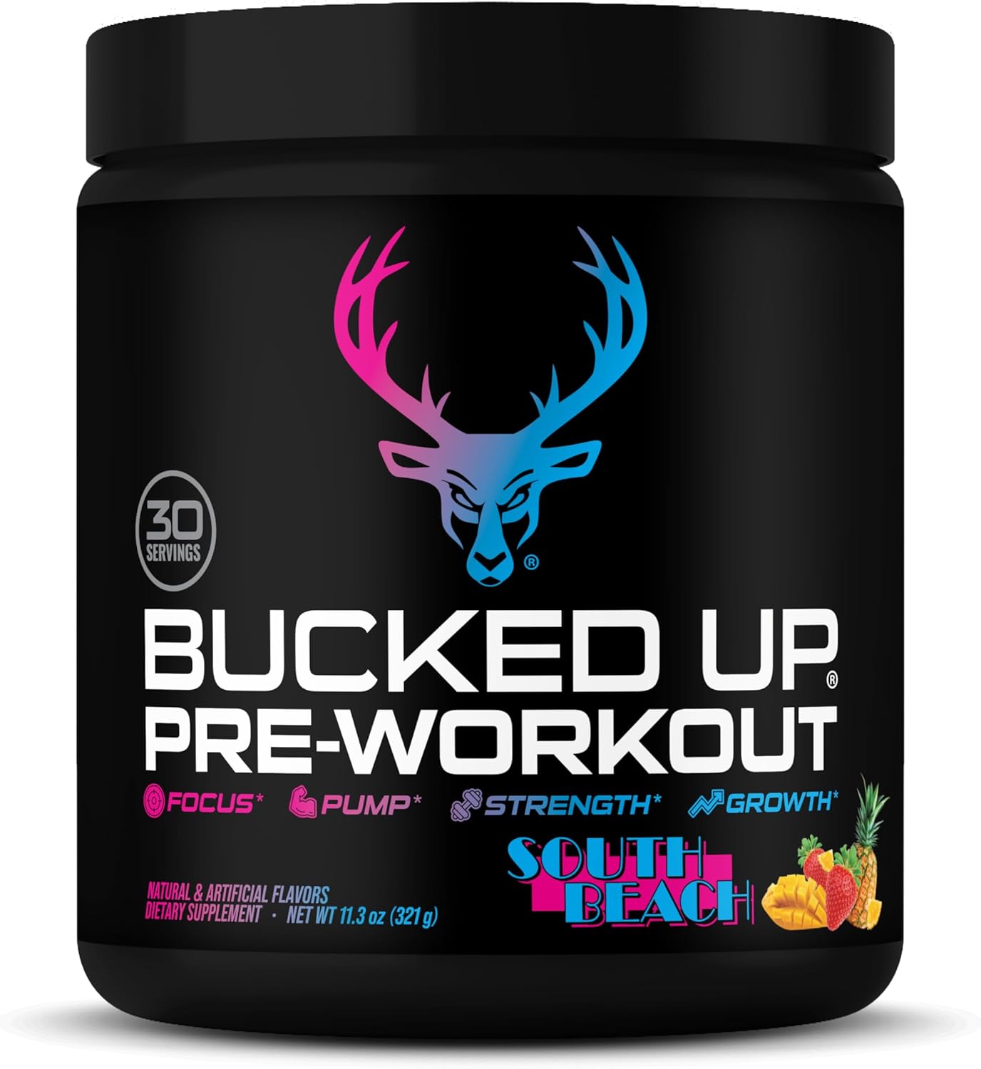 Bucked Up Pre Workout 6 Grams Citrulline, 2 Grams Beta Alanine, and 3 Other Registered trademarked Ingredients (South Beach)