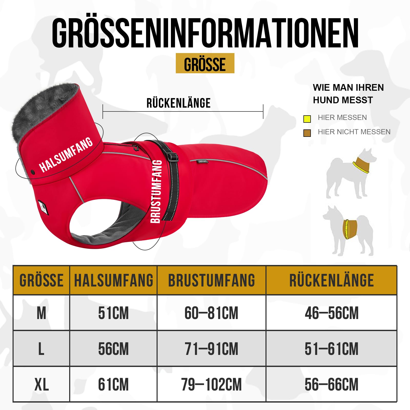 OneTigris Hundemantel, STORMWALL Wasserdicht Hundejacke mit Verstellbarer Rückenlänge Fleecefutter Reflektierend und Fellkragen für Wanderungen Outdoor für Mittelere & Große Hunde Rot XL