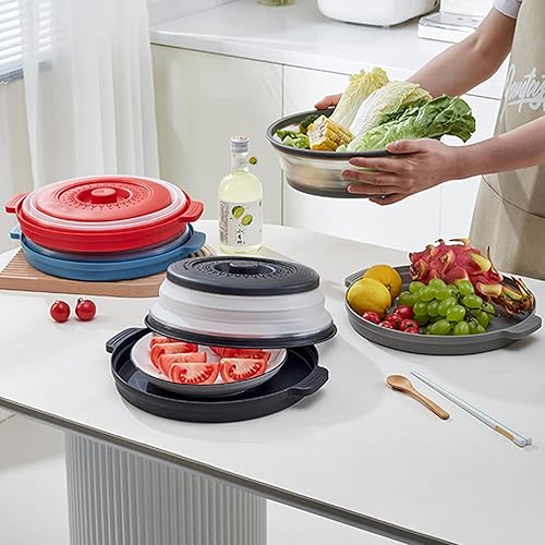 Miniatura 2 de Cubierta plegable para salpicaduras de microondas para alimentos con alfombrillas de silicona, 10.2 pulgadas, apta para lavavajillas, cubierta de