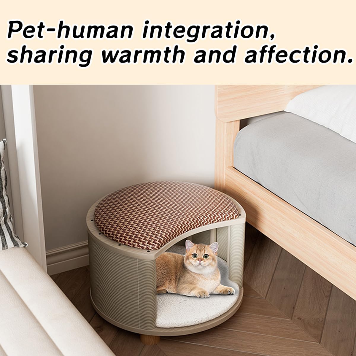 review Pet House for Indoor Cats & Small Dogs, Solid Wood Ottoman Cat Cave- Living Room Footstool Cat Condo (Gray)