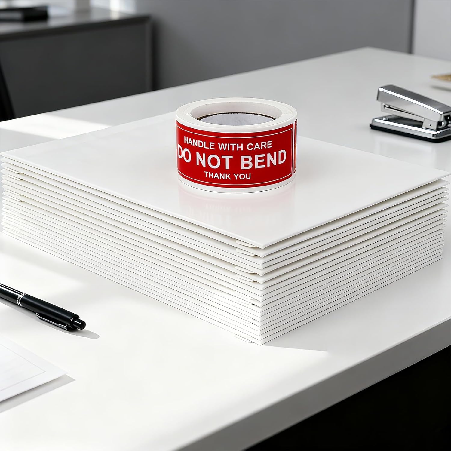 100 Pack 5x6.9" Rigid Mailers Cardboard Envelopes, 400GSM Photo Mailers Shipping Envelope with "DO NOT BEND" Labels, Small Stay Flat Self Seal Document Envelope for Trading Cards- White