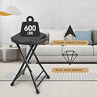 Vista 9 de Taburete plegable de 24 pulgadas con asa, taburete de bar plegable con pies antideslizantes, silla plegable, taburete plegable para interiores