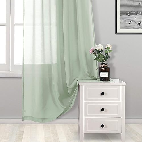 Miniatura 2 de DWCN Cortinas transparentes de lino sintético turquesa, cortinas de gasa con ojales para ventana para dormitorio, sala de estar, 60 x 63 pulgadas de