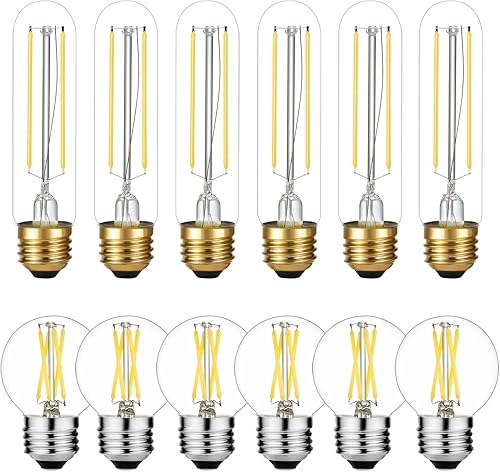 Paquete de bombilla LED regulable T10 luz diurna 5000K bombilla tubular y bombilla G16.5 Blanco neutro 4000K E26 Bombilla 4 W 40 W AC120V 400lm