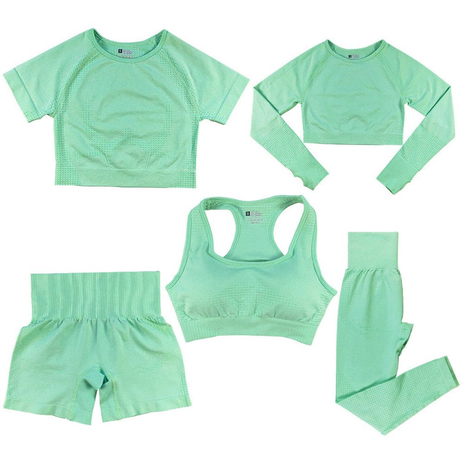Damen Sportanzüge Bequem Jogginganzug Sets 2 Teilig Workout Outfit Set Einfarbig Freizeitanzug Sportswear Atmungsaktiv Sportbekleidung Sport Crop Top Und Hohe Taille Yoga Leggings