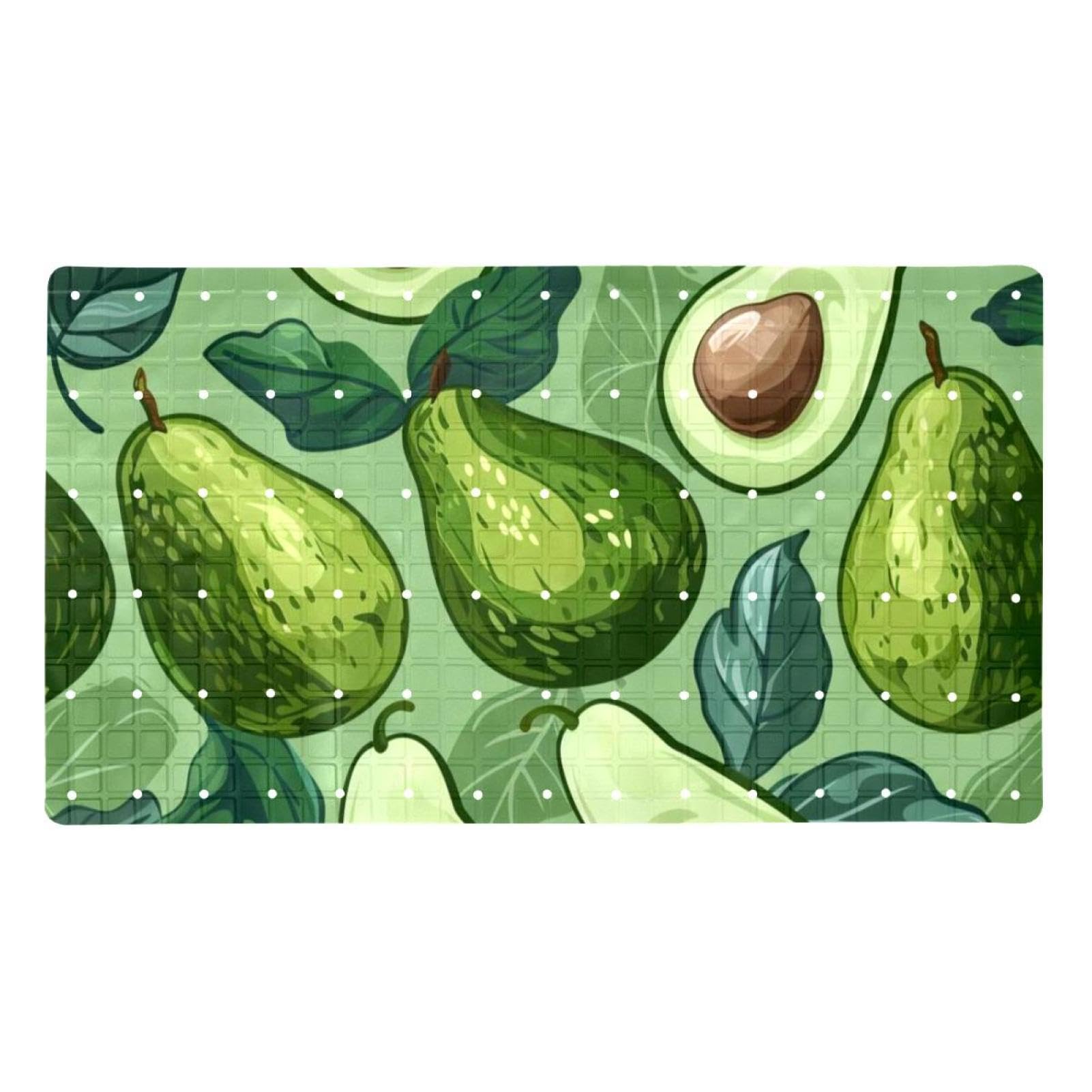 Tapis de bain avocat vert en PVC extra long antidérapant pour la douche