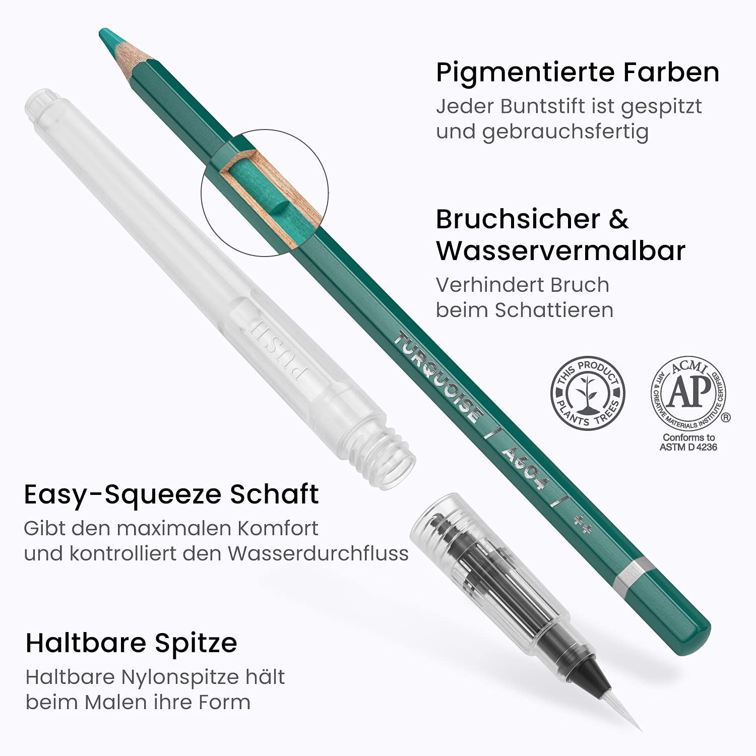 Arteza Aquarell Set mit 48 Aquarell-Buntstiften, Aquarellstifte Set und faltbarer Leinwandblock, Malset für Erwachsene, Künstlerbedarf für Kinder, Profis und Hobbymaler, 48 Farben