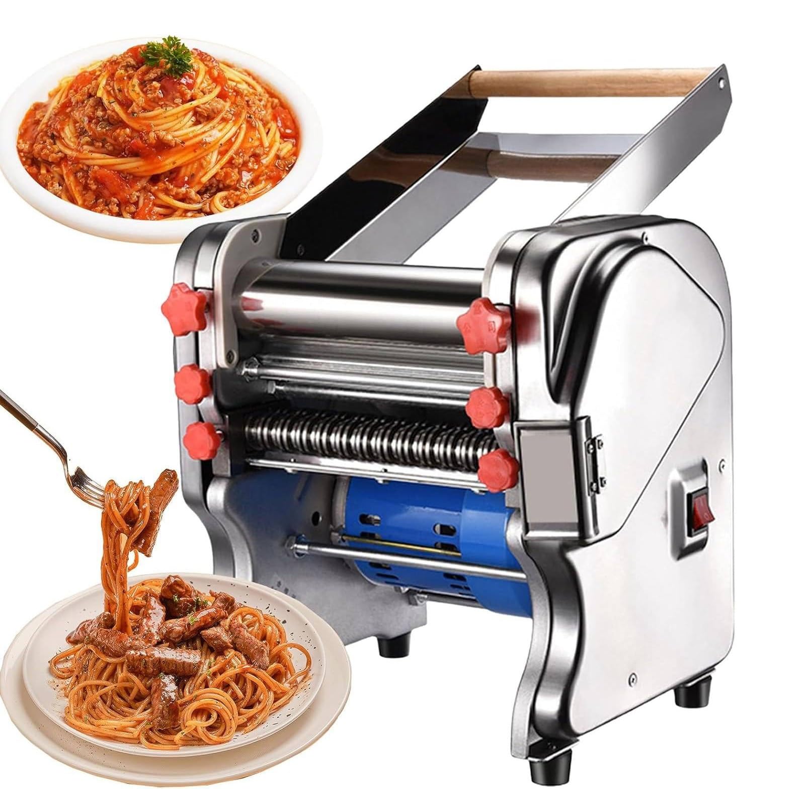 Machine à PâTes éLectrique Automatique De 550 W En Acier Inoxydable,Machine à PâTes FraîChes Maison, Acier Inoxydable,Convient Pour La Fabrication De Nouilles, Raviolis Et Spaghettis(FKM200)