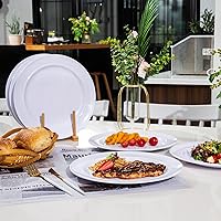 Vista 7 de Webbylee Platos llanos de melamina, juego de 6 platos de 11 pulgadas para uso en interiores y exteriores, color blanco