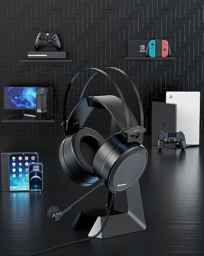 Vista 7 de NUBWO Auriculares para juegos PS4 N7 estéreo Xbox One, auriculares con cable de PC con micrófono de cancelación de ruido, auriculares de juego sobre