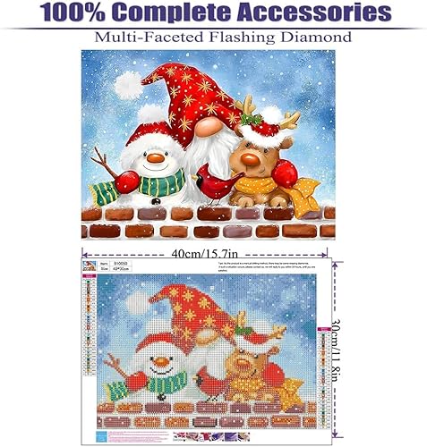 Miniatura 3 de CNITUR Kit de pintura de diamantes de Navidad, kit de arte de diamante de muñeco de nieve para adultos, pintura de invierno 5D con taladro completo