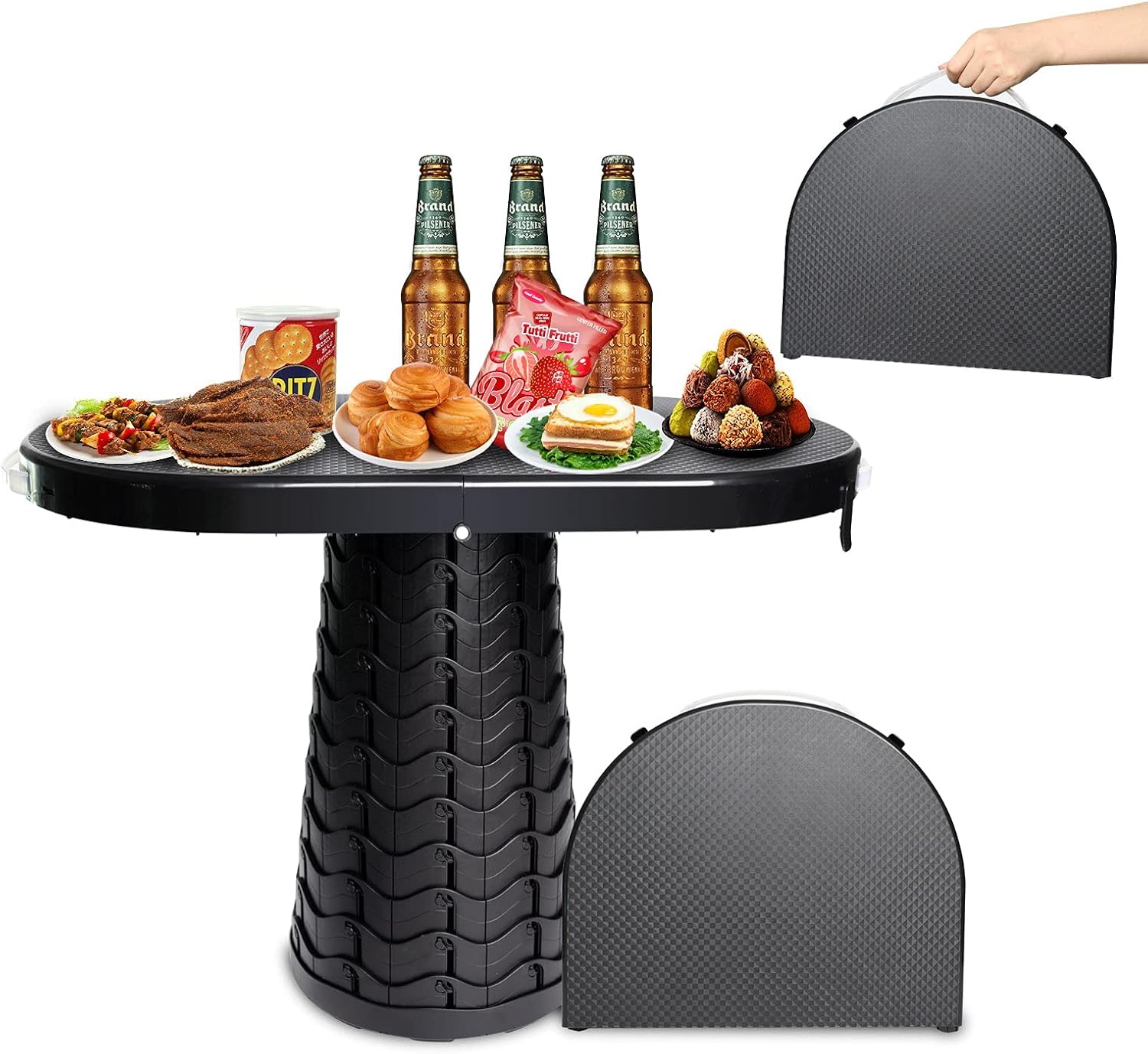 Folding Portable Camping Tables and Collapsible Stool, Fold Up Lightweight and Small, Adjustable Height Backpacking Table for Outdoor Beach BBQ, Picnic, Cooking, Festival, Indoor, Office (Blue) : Sports & Outdoors