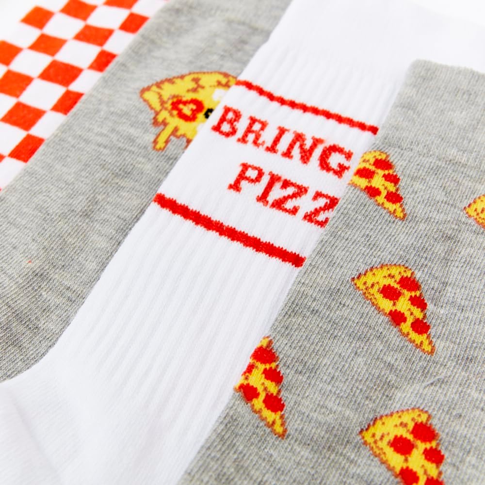 Unisex Pizza Box Gift Set | 4 Pairs Cotton Rich Socks Premium Novelty Gifts
