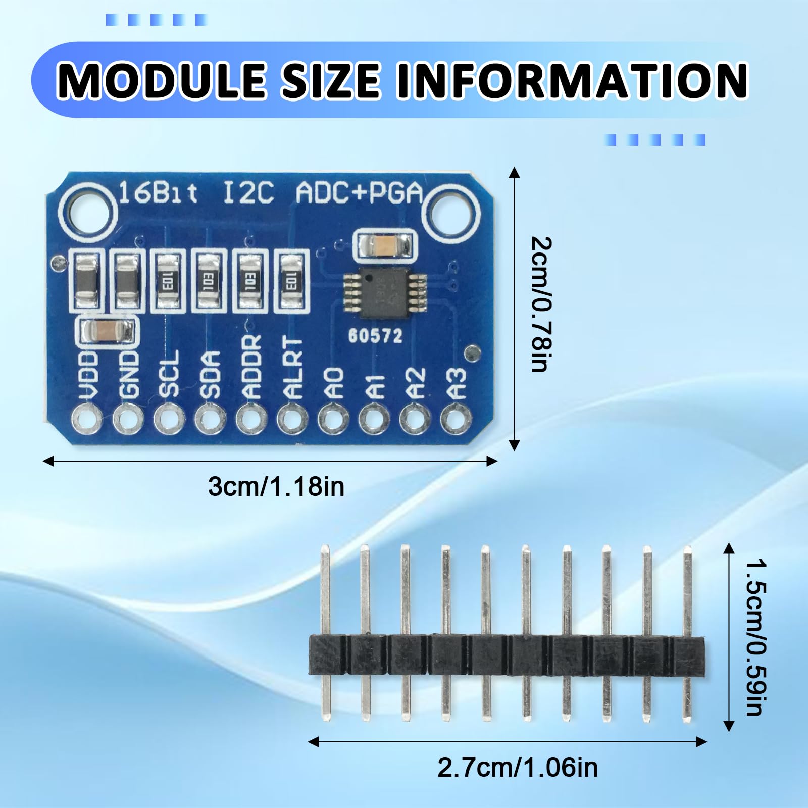 Modulo Convertitore ADC 16bit 4 Canali,analogico-digitale Modulo scheda di sviluppo,convertitore analogico digitale ADS compatibile con Arduino e Ra-Pi (5PCS)