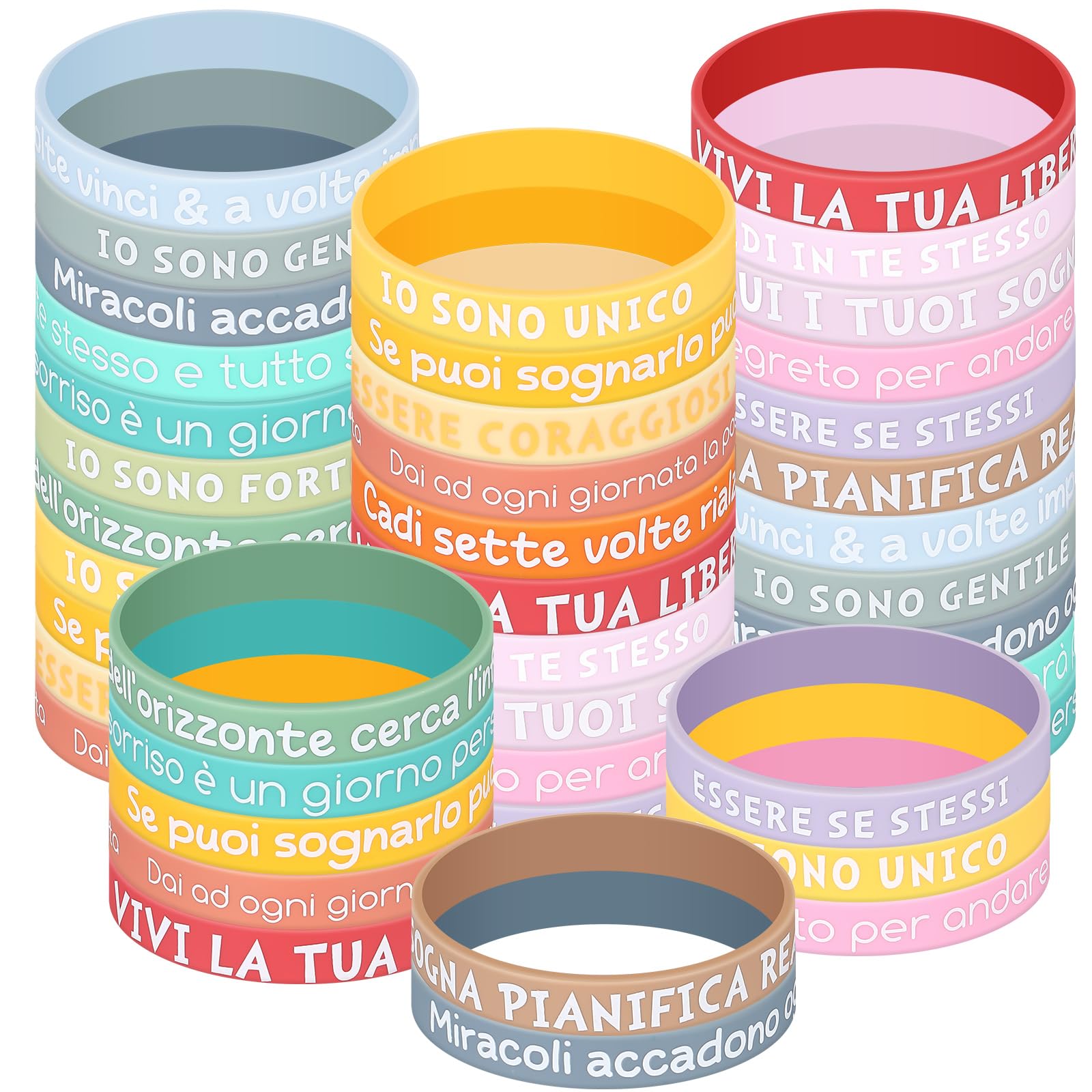 36 Braccialetti Motivazionali Per Bambini - Silicone, 12 Frasi Diverse