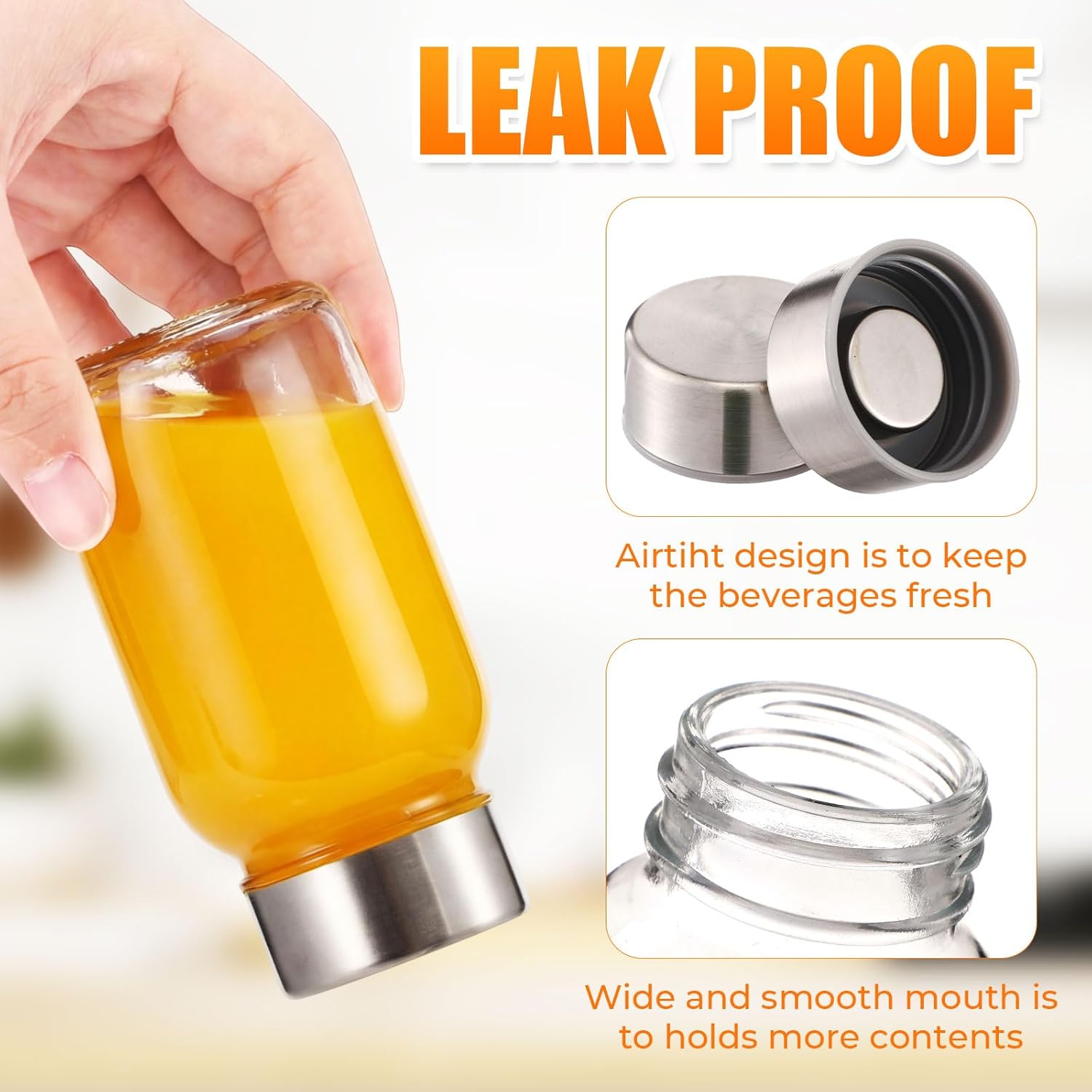 Zhehao 12 Pcs 5 oz Glass Juice Bottles with Lids Leak Proof Wellness Shot Glass Bottle Small Reusable Ginger Storage Container with Stainless Steel Cap for Juicing Milk Milkshake Smoothies Water