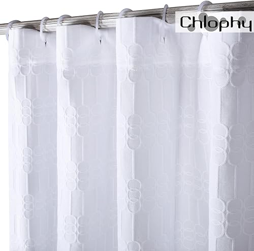 Miniatura 2 de Chlophy Cortina de ducha bohemia 100  tela de algodón texturizada cortinas de ducha con peso pesado para baño con patrón de piqué cortina de ducha