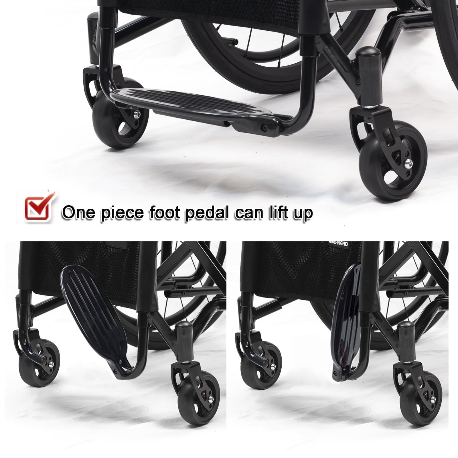 Silla De Ruedas Deportiva Ultraligera Todoterreno para Adultos, Reposapiés Y Altura del Asiento Ajustables, Plegable, Fácil De Desmontar, Capacidad De Carga De 100 Kg. 42cm-A